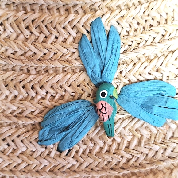 San Diego Hat company beaded paper hat wide brim wooden parrots main image 14